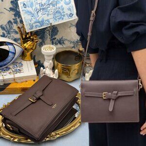 🆕 OROTON 🧿 NWOT Margot Crossbody, Brown Bear Pebble Leather